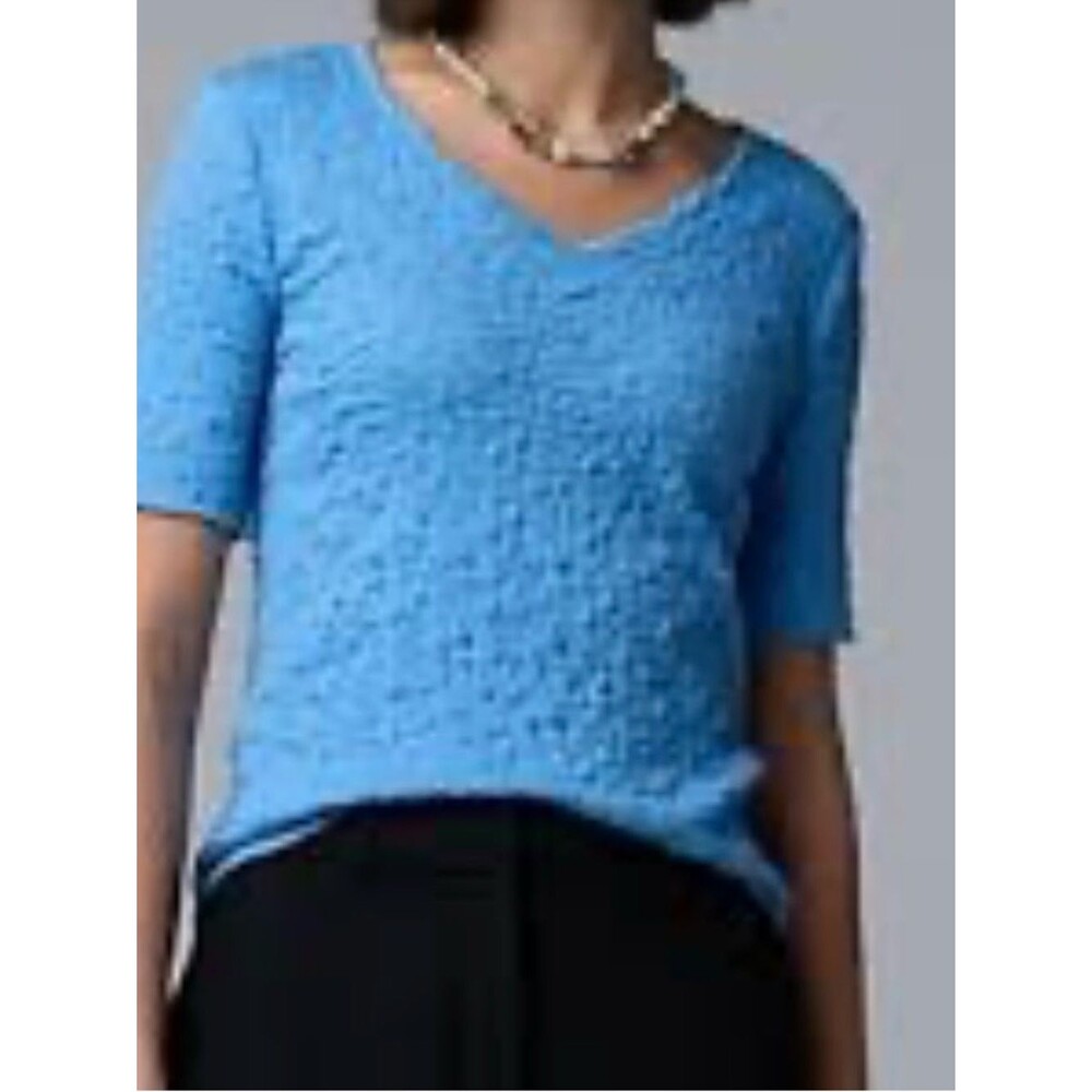 Women’s XL Simply Vera Vera Wang blue V-neck pucker top